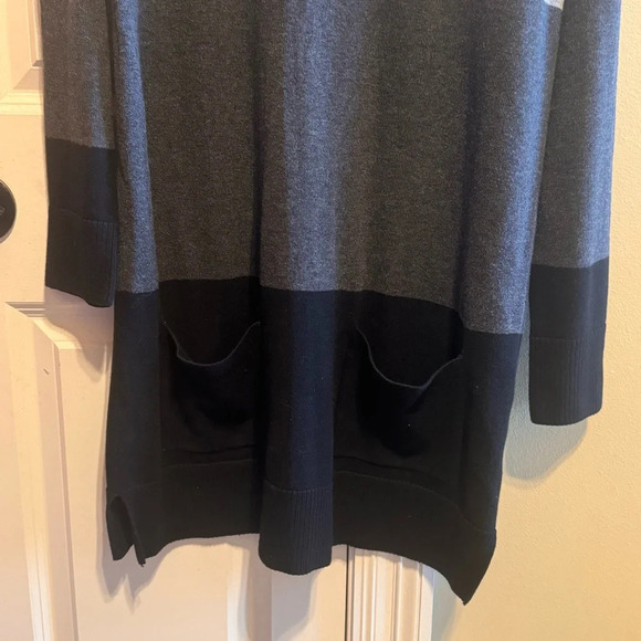 Eight Eight Eight Long Black Grey Gray Sweater Zipper Cowl Neck Pockets Sz M - Picture 9 of 11